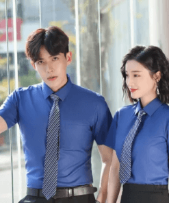 Áo Đồng Phục Công Sở Sơ Mi Nam Nữ Ngắn Tay Xanh Da Trời Cà Vạt Xanh Kẻ Sọc: Thiết Kế Chuyên Nghiệp từ Đồng Phục 365 13 1 Dong Phuc Cong So 6