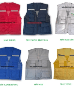 May Áo Bảo Hộ Lao Động Ba Lỗ Ghi Sọc Vàng – Thoáng Mát, Phát Sáng Về Đêm – Sản Phẩm Chuyên Nghiệp Từ Đồng Phục 365 12 14 ao ghi le bao ho 2