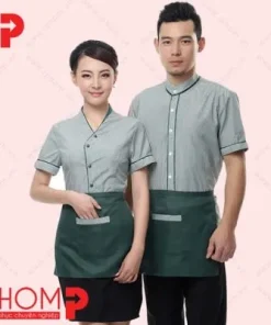 Áo Nhân Viên Phục Vụ Màu Xanh Rêu – Đồng Phục Đẹp, Sang Trọng Và Chuyên Nghiệp Từ Đồng Phục 365 16 27 Dong phuc phuc vu Ao so mi ao ghi le vay va tap de thuong duoc thiet ke rieng theo tieu chuan nha hang 9